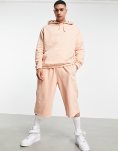 Спортивный костюм из oversized-худи и удлиненных трикотажных oversized-шорт оранжевого цвета ASOS DESIGN-Оранжевый цвет