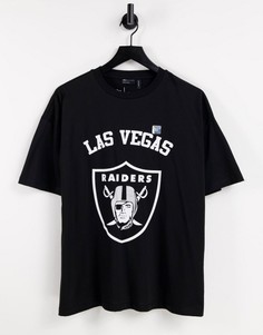 Черная oversized-футболка с принтом "NFL Raiders" ASOS DESIGN-Черный цвет