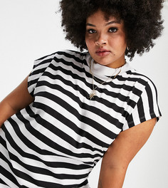 Свободная футболка без рукавов в черную полоску ASOS DESIGN Curve-Черный цвет