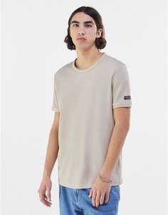 Светло-бежевая футболка свободного кроя Bershka-Светло-бежевый цвет