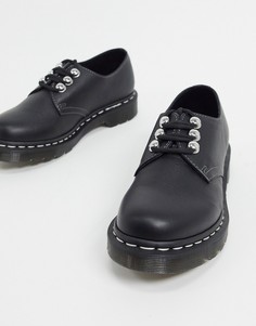 Черные туфли на плоской подошве с 3 люверсами Dr Martens 1461-Черный цвет