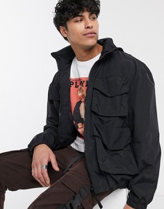 Черная куртка в стиле милитари с воротником-стойкой ASOS DESIGN-Черный цвет