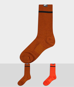Набор из 2 пар оранжевых и коричневых носков Nike-Коричневый
