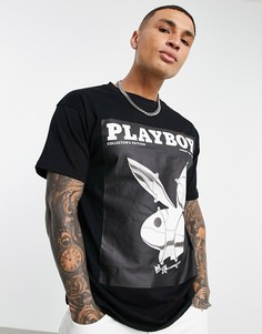Oversized-футболка черного цвета с принтом на груди и на спине Mennace x Playboy-Черный цвет