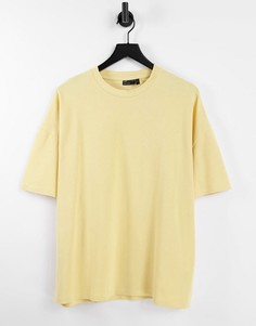 Желтая выбеленная oversized-футболка из ткани пике ASOS DESIGN-Желтый