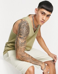 Легкая майка цвета хаки с вафельной текстурой ASOS DESIGN-Зеленый цвет