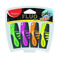 Набор текстовыделителей FLUO PEPS POCKET, пишущий узел 1-5мм, 4 шт Maped