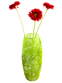 Ваза салатовая h250 Орнамент круги Яблоко-С