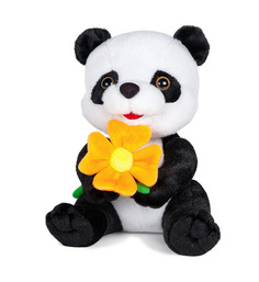 Мягкая игрушка Maxi Toys Панда с цветочком, озвученный, 22 см Maxitoys