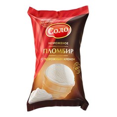 Мороженое пломбир Соло творожный в вафельном стаканчике бзмж 70 г Solo
