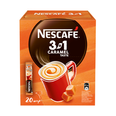 Карамельный кофе NESCAFÉ 3в1 растворимый порционный короб 20 порций по 14.5г Nescafe