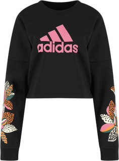 Свитшот женский adidas Farm Print Loose Cropped Logo, размер 46-48