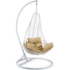 Кресло подвесное TetChair mod. SC-010 с подушкой металл/искусственный ротанг стойка: белая, корзина: белая