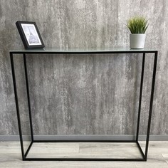 Напольная консоль Akur Loft Norman 1200 металлокаркас черный матовое стекло