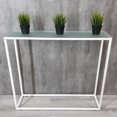 Напольная консоль Akur Loft Norman 1200 металлокаркас белый матовое стекло