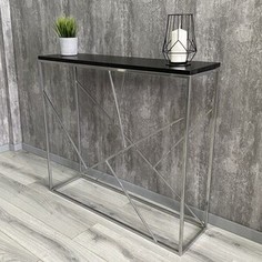 Напольная консоль Akur Loft Gavana 1200 металлокаркас хромированный декор черный