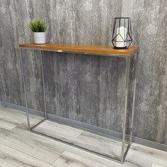 Напольная консоль Akur Loft Wington 1200 металлокаркас хромированный декор ольха