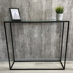 Напольная консоль Akur Loft Norman 1200 металлокаркас черный прозрачное стекло