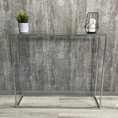 Напольная консоль Akur Loft Norman 1200 металлокаркас хромированный прозрачное стекло