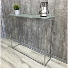 Напольная консоль Akur Loft Norman 1200 металлокаркас хромированный матовое стекло