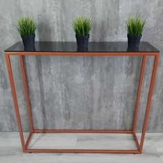 Напольная консоль Akur Loft Norman 1200 металлокаркас медь тонированное стекло