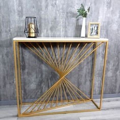 Напольная консоль Akur Loft Sidney 1200 металлокаркас золото декор беленый дуб