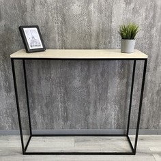 Напольная консоль Akur Loft Wington 1200 металлокаркас черный декор беленый дуб