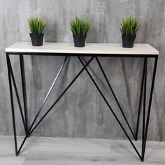 Напольная консоль Akur Loft Midland 1200 металлокаркас черный декор беленый дуб