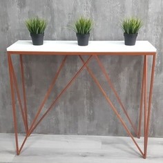 Напольная консоль Akur Loft Midland 1200 металлокаркас медь декор белый