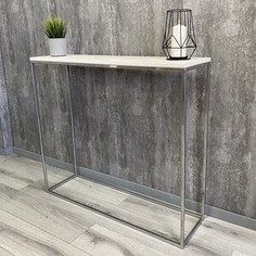 Напольная консоль Akur Loft Wington 1200 металлокаркас хромированный декор белый