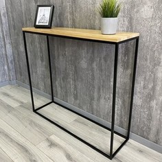 Напольная консоль Akur Loft Wington 1200 металлокаркас черный декор прозрачный лак