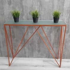 Напольная консоль Akur Loft Cary 1200 металлокаркас медь матовое стекло