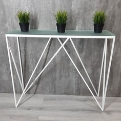 Напольная консоль Akur Loft Cary 1200 металлокаркас белый матовое стекло