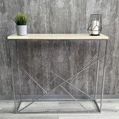 Напольная консоль Akur Loft Gavana 1200 металлокаркас хромированный декор беленый дуб