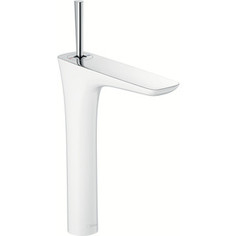 Смеситель для раковины Hansgrohe PuraVida высокий, с донным клапаном, белый/хром (15072400)