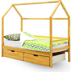 Детская кровать-домик Бельмарко Svogen натура (без покрытия) + ящики 2 шт