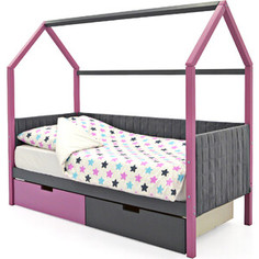 Бельмарко Детская кровать-домик мягкий Svogen лаванда-графит + ящики 1 лаванда, 1 графит
