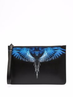 Marcelo Burlon County of Milan WINGS LEATHER POCHETTE BLACK BLUE