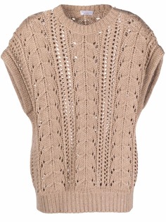 Brunello Cucinelli кашемировый свитер с короткими рукавами