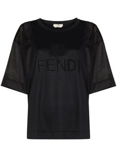 Fendi футболка с вышитым логотипом