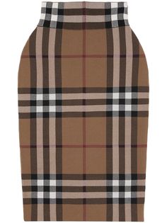 Burberry жаккардовая юбка миди в клетку Vintage Check