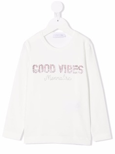 Monnalisa футболка с длинными рукавами и декорированным логотипом