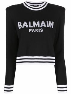 Balmain джемпер вязки интарсия с логотипом