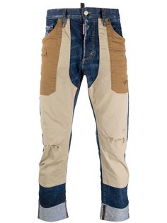 Dsquared2 укороченные джинсы со вставками
