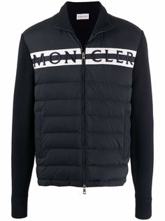 Moncler стеганая куртка с вышитым логотипом