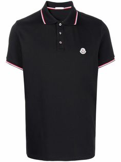 Moncler рубашка поло с полосками и нашивкой-логотипом