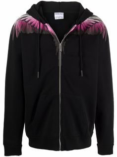 Marcelo Burlon County of Milan WINGS REGULAR ZIP HOODIE BLACK FUCHSIA