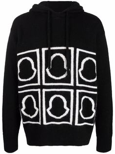 Moncler худи вязки интарсия с логотипом