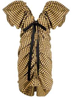 Philosophy Di Lorenzo Serafini клетчатое платье с объемными рукавами