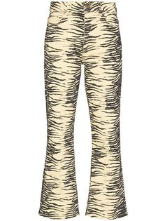 GANNI укороченные брюки с тигровым принтом